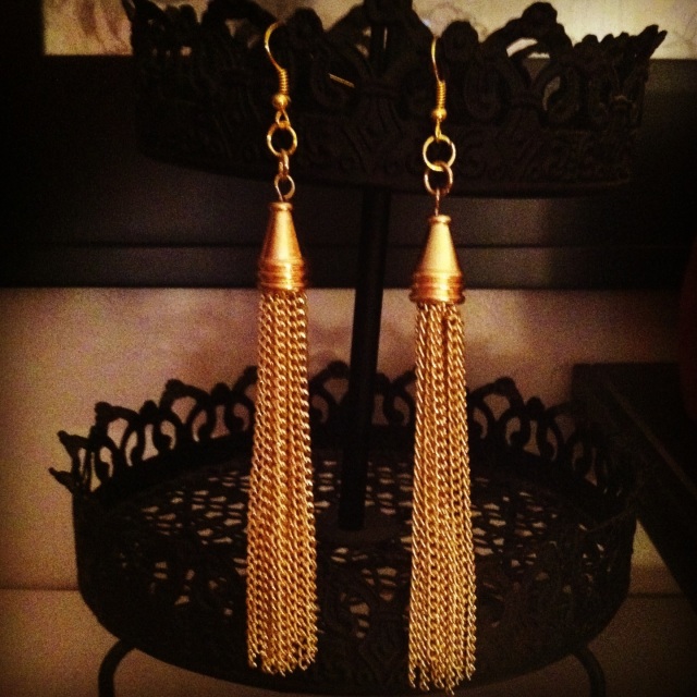 Gold Tassel Earrings For Sale on Etsy